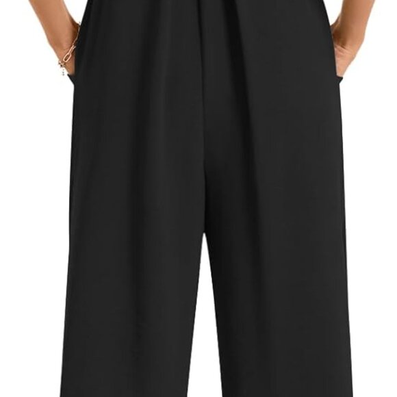 Womens Adjustable Jumpsuits Casual Wide Leg Overalls Summer Boho Sleeveless Loos - Picture 2 of 6